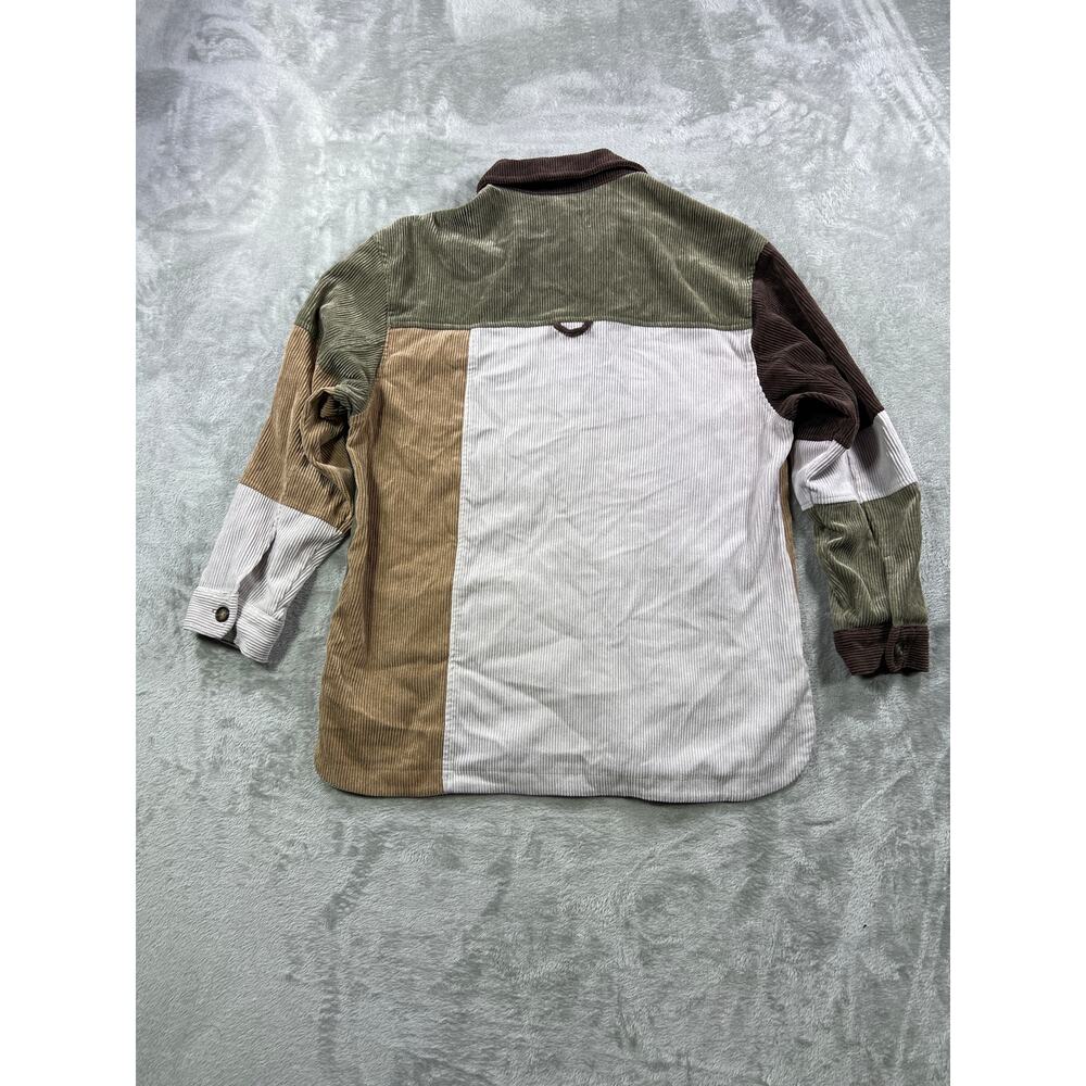 Patchwork Corduroy Shacket Shirt Large Granola Girl Bohemian Cottage Outdoorsy - Picture 6 of 8